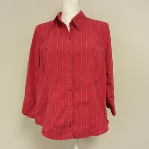 Fashion Bug Women's Red Button Down Shirt 1X